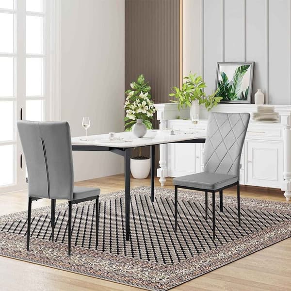 Rootz matsalsstolar Set med 4 - Sammetsstolar med hög rygg - Metallbenstolar - Bekväma, Ergonomiska, Hållbara - Mörkgrå - 42cm x 94,5cm x 59cm