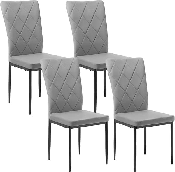 Rootz Spisestuestole Sæt med 4 - Velvet High Back Chairs - Metal Ben Stole - Komfortable, Ergonomiske, Holdbare - Mørkegrå - 42cm x 94,5cm x 59cm