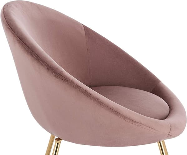 Rootz sæt med 6 spisestuestole - fløjlspolstrede sæder - Pink metalstel - enestående komfort, holdbar og stabil, nem montering - 76 cm x 36 cm x 40 cm