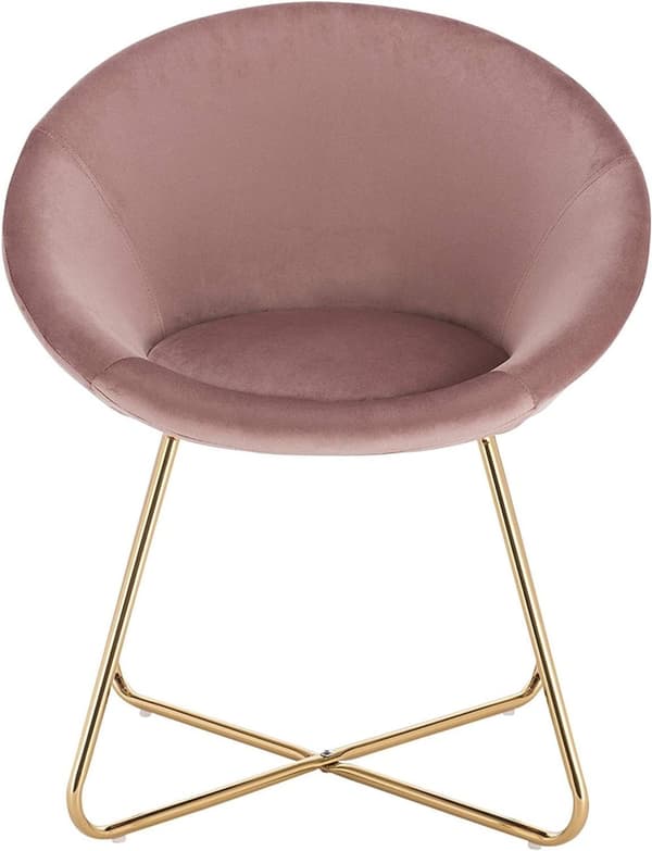 Rootz sæt med 6 spisestuestole - fløjlspolstrede sæder - Pink metalstel - enestående komfort, holdbar og stabil, nem montering - 76 cm x 36 cm x 40 cm