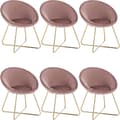 Miniatyrbillede 1 af 9: Rootz sæt med 6 spisestuestole - fløjlspolstrede sæder - Pink metalstel - enestående komfort, holdbar og stabil, nem montering - 76 cm x 36 cm x 40 cm