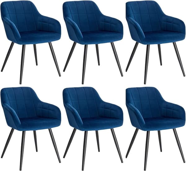 Rootz 6 ruokapöydän tuolin setti - Nojatuolit - Velvet-istuimet - Mukava ja ergonominen - Kestävä metallirunko - Monipuolinen tyyli - 49 cm x 43 cm x