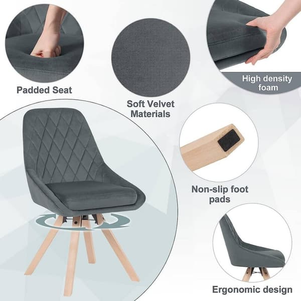 Rootz-setti 2 pyörivää ruokatuolia - Velvet-ruokailutuolit - Pyörivät tuolit - Mukava ergonominen muotoilu - Kestävät pyökkipuujalat - 84 cm x 40 cm x