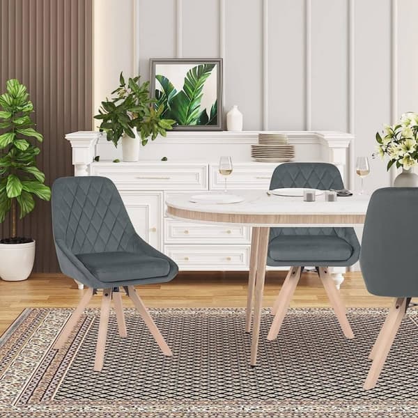 Rootz-setti 2 pyörivää ruokatuolia - Velvet-ruokailutuolit - Pyörivät tuolit - Mukava ergonominen muotoilu - Kestävät pyökkipuujalat - 84 cm x 40 cm x