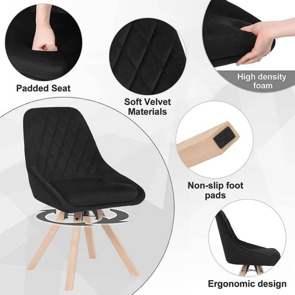 Rootz 2 ruokapöydän tuolin setti - Kääntötuolit - Velvet-istuimet - Ergonominen muotoilu - Kestävä - 360° kääntyvä toiminnallisuus - 84cm x 40cm x 41c