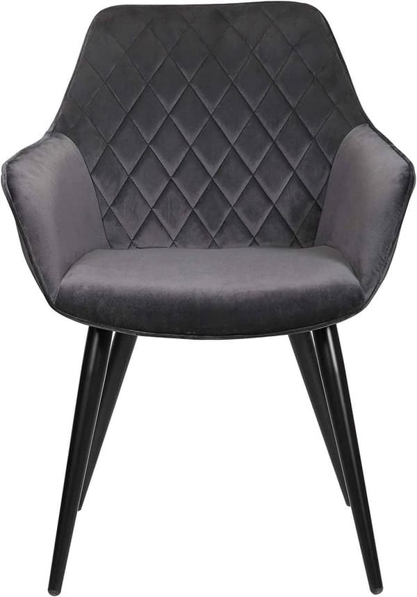 Rootz sæt med 6 spisestuestole i fløjl - Komfortable stole - Stilfulde siddepladser - Højdensitetsskum - Robuste metalben - Justerbare fodpuder - 84 c