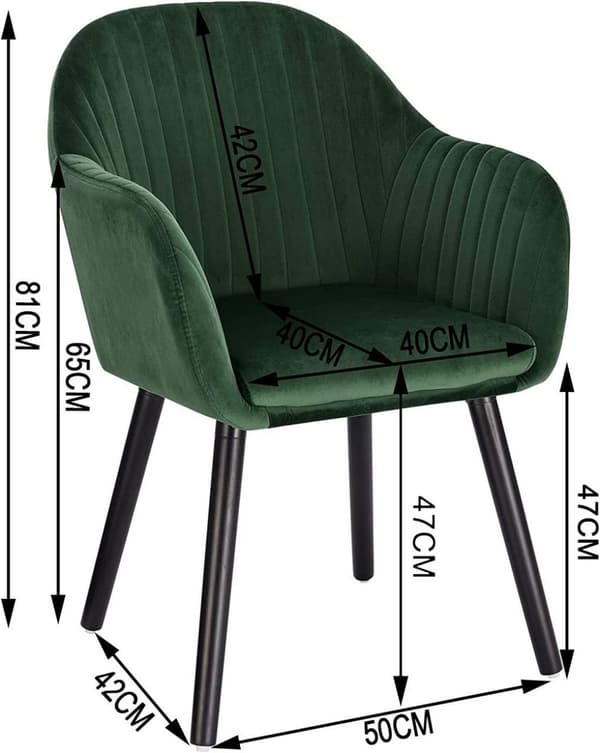 Rootz sæt med 6 spisestuestole - Spisestuestole i fløjl - Komfortable siddepladser - Nem montering - Holdbar konstruktion - 81 cm x 40 cm x 44 cm