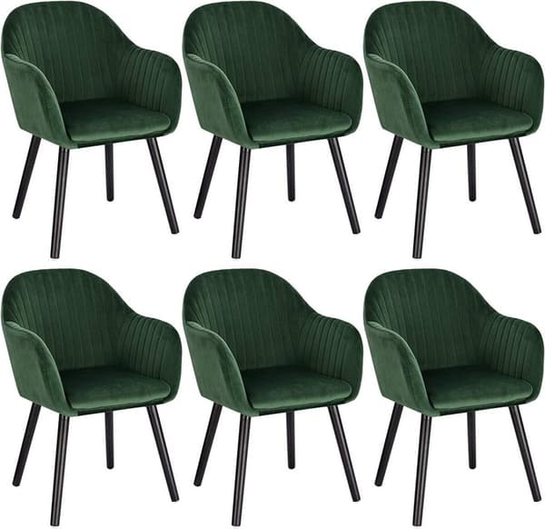 Rootz sæt med 6 spisestuestole - Spisestuestole i fløjl - Komfortable siddepladser - Nem montering - Holdbar konstruktion - 81 cm x 40 cm x 44 cm