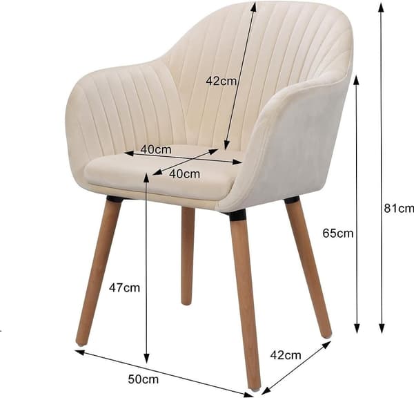Rootz sæt med 6 fløjls spisestuestole - Elegante stole - Komfortable siddepladser - Ergonomisk design - Holdbar konstruktion - Nem montering - 81 cm x