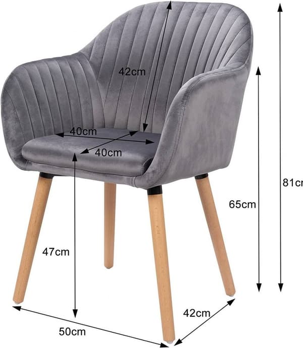 Rootz Velvet spisestuestolesæt - Ergonomisk stol - Stilfuld siddeplads - Komfortabel, holdbar, nem montering - Fløjl, massivt træ, metal - 81 cm x 40