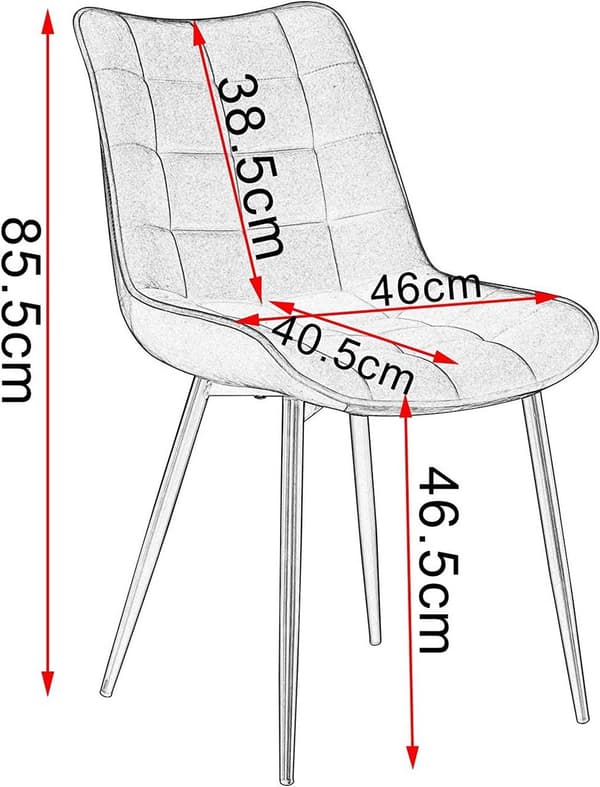 Rootz Velvet Dining Chair - Elegant Stol - Bekväma sittplatser - Plysch sammet, Ergonomiskt stöd, Slitstark metallram - 85,5 cm x 46 cm x 40,5 cm