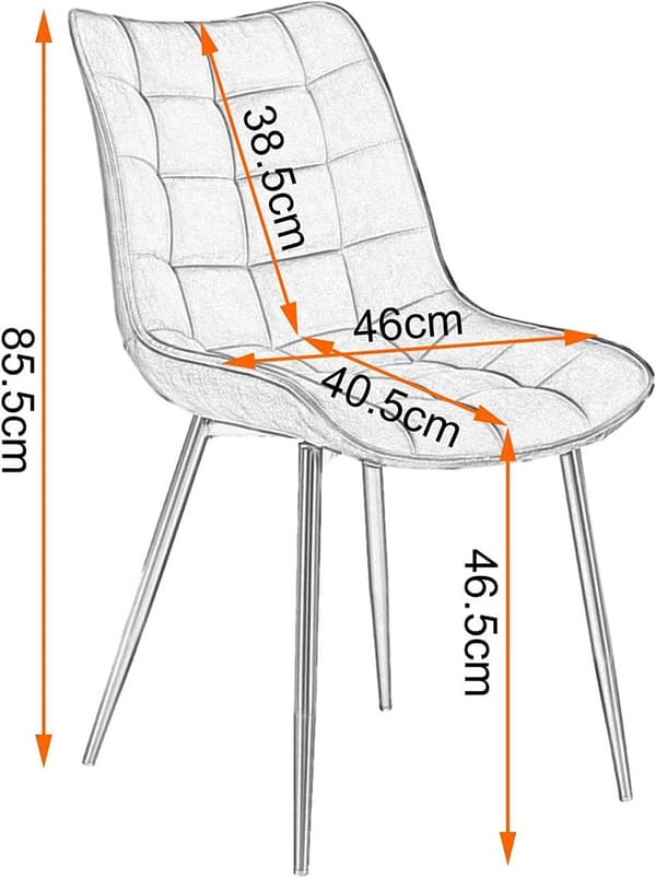 Rootz Velvet -ruokailutuolit - Mukavat tuolit - Tyylikkäät istuimet - Ylellinen sametti, Ergonominen tuki, Kestävä metallirunko - 46 cm x 40,5 cm x 85