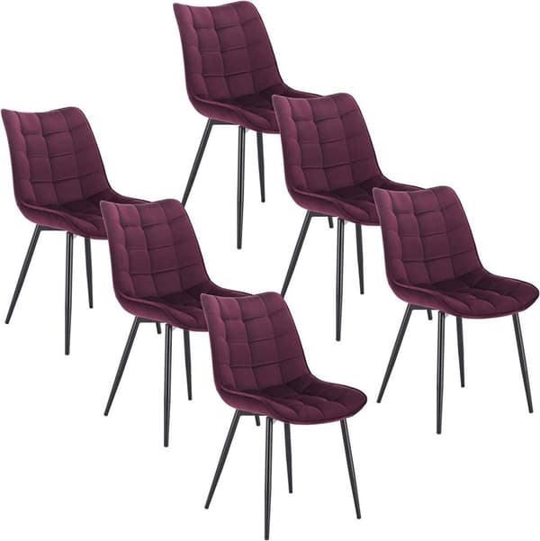 Rootz sæt med 6 spisestuestole - Fløjlssæder - Metalstel - Komfortabelt, holdbart, ergonomisk design - 46 cm x 40,5 cm sæde