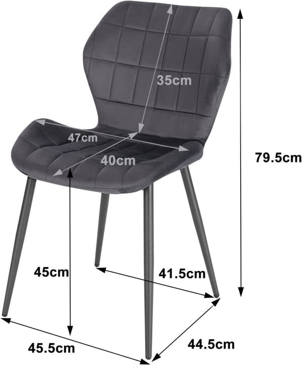 Rootz Velvet -ruokailutuolisarja 4 kpl - Mukavat tuolit - Tyylikkäät istuimet - Repeämätöntä samettia, Ergonominen muotoilu, Kestävä metallirunko - 47