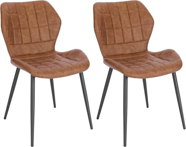 Rootz spisestuestole Sæt med 2 - Polstrede stole - Sæder i imiteret læder - Komfortable og støttende - Holdbare metalben - Ergonomisk design - 47 cm x