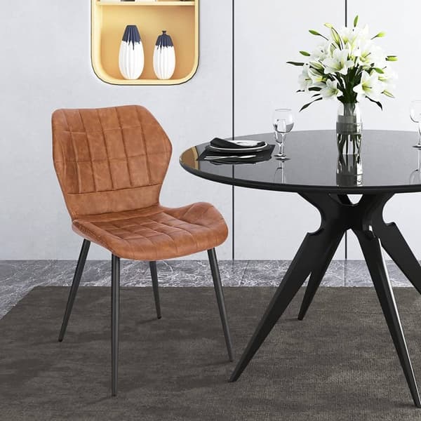 Rootz ruokasalin tuolisarja 4 kpl - Pehmustetut tuolit - Keinonahkaiset istuimet - Mukava, tukeva, ergonominen muotoilu - Ruskeat metalliset jalat - 4