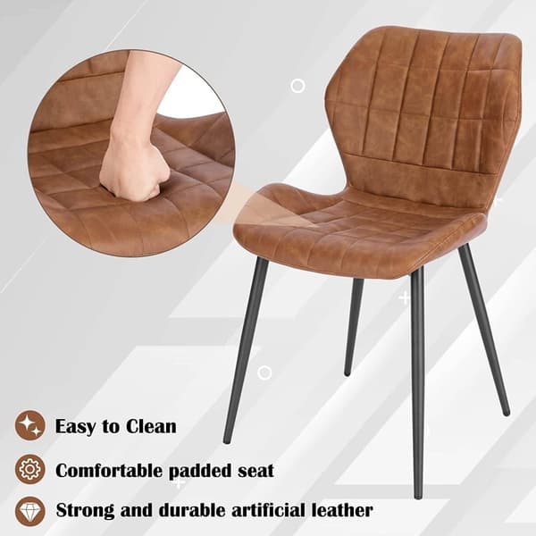 Rootz ruokasalin tuolisarja 4 kpl - Pehmustetut tuolit - Keinonahkaiset istuimet - Mukava, tukeva, ergonominen muotoilu - Ruskeat metalliset jalat - 4