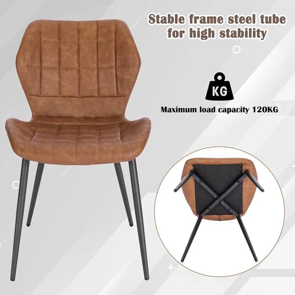 Rootz ruokasalin tuolisarja 4 kpl - Pehmustetut tuolit - Keinonahkaiset istuimet - Mukava, tukeva, ergonominen muotoilu - Ruskeat metalliset jalat - 4