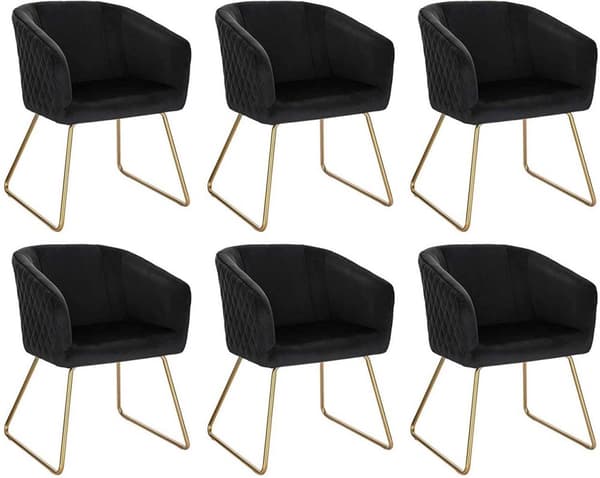 Rootz Velvet -ruokailutuolisarja 6 kpl - Kultaiset metallijalat - Tyylikäs istuin - Mukava ja kestävä - Ergonominen muotoilu - Liukumaton - Helppo koo