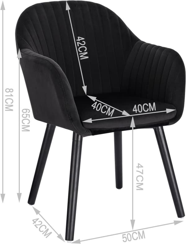 Rootz Set med 4 matstolar - Sammetsklädd - Bekväma sittplatser - Hållbar och robust - Mångsidig design - Enkel montering - 81 cm x 40 cm x 42 cm