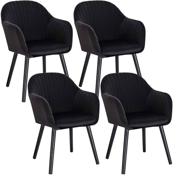 Rootz Set med 4 matstolar - Sammetsklädd - Bekväma sittplatser - Hållbar och robust - Mångsidig design - Enkel montering - 81 cm x 40 cm x 42 cm