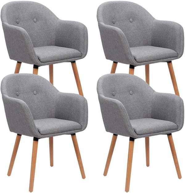 Rootz Ergonominen ruokapöydän tuolisarja - Mukavat istuimet - Tyylikkäät tuolit - Pellavaverhoiltu - Kestävä ja monipuolinen - Liukumaton - Helppo koo