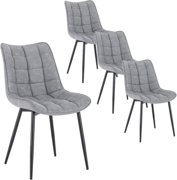 Rootz sæt med 4 spisestuestole - Moderne køkkenstole - Stilfulde siddepladser - Holdbart kunstlæder - Ergonomisk design - Gulvbeskyttelse - 85,5 cm x