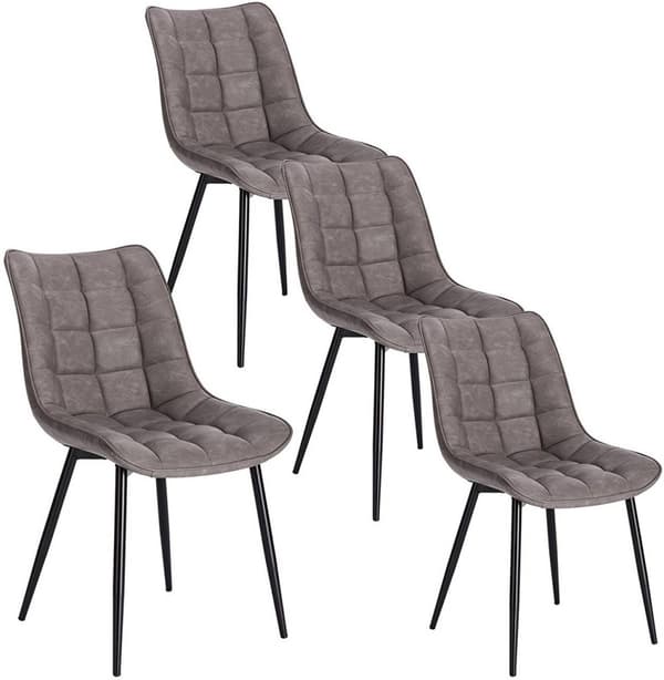 Rootz sæt med 4 spisestuestole - Moderne køkkenstole - Stilfulde siddepladser - Holdbart metalstel - Ergonomisk design - Let at rengøre imiteret læder