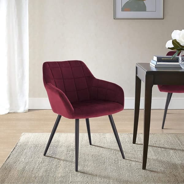 Rootz Set med 4 sammetsmatsalsstolar - Fåtöljer med metallben - Bekväm, hållbar, snygg - Ergonomiskt ryggstöd - Halkskydd - 49cm x 43cm x 81cm