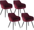 Miniatyrbild 1 av 10: Rootz Set med 4 sammetsmatsalsstolar - Fåtöljer med metallben - Bekväm, hållbar, snygg - Ergonomiskt ryggstöd - Halkskydd - 49cm x 43cm x 81cm
