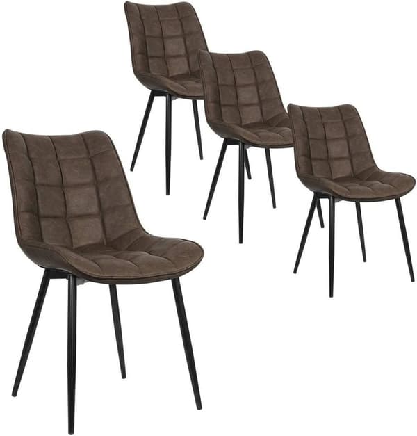 Rootz 4 ruokapöydän tuolin setti - Modernit keittiön tuolit - Tyylikkäät istuimet - Kestävää keinonahkaa - Ergonominen mukavuus - Lattian suojaus - 46