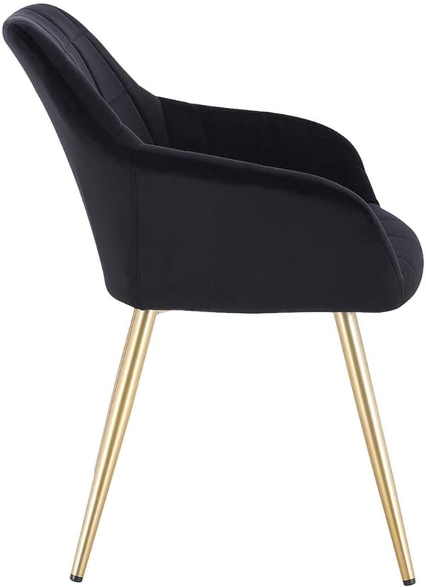 Rootz sæt med 4 fløjl spisestuestole - Gyldne metalben - Elegante siddepladser - Komfortabel, holdbar, nem montering - 43 cm x 55 cm x 81 cm