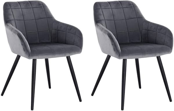 Rootz Sæt med 2 spisestuestole - Lænestole - Fløjlsstole - Komfortable & Ergonomiske - Holdbar og stabil - Nem montering - 49cm x 43cm x 81cm