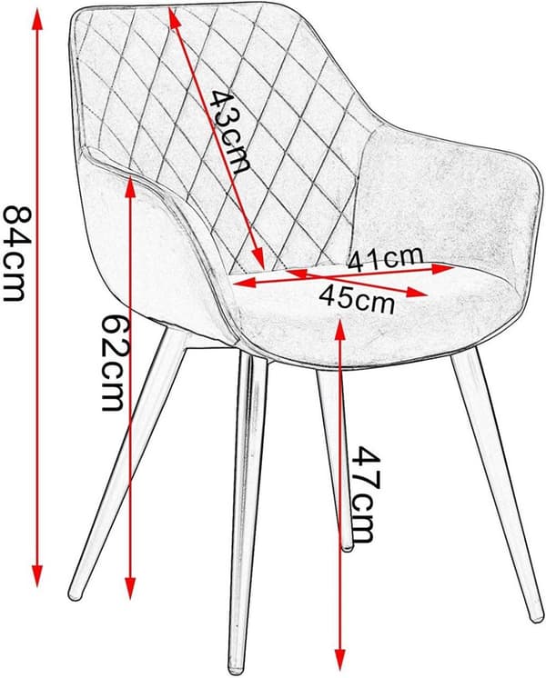 Rootz Velvet spisestuestolesæt - Ergonomisk stol - Stilfuld siddeplads - Komfortabel, holdbar, justerbar - 41 cm x 45 cm x 84 cm