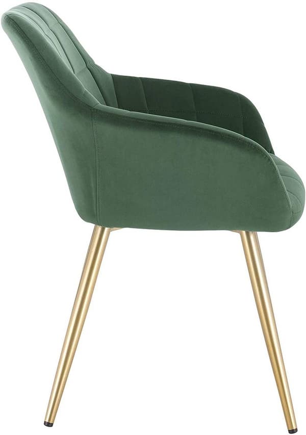 Rootz Velvet spisestuestole - Sæt med 2 - Gyldne ben - Komfortable, holdbare, nem montering - Mørkegrøn - 43 cm x 55 cm x 81 cm