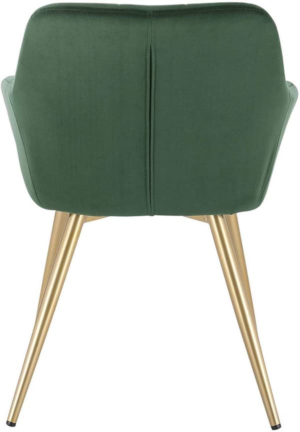 Rootz Velvet spisestuestole - Sæt med 2 - Gyldne ben - Komfortable, holdbare, nem montering - Mørkegrøn - 43 cm x 55 cm x 81 cm