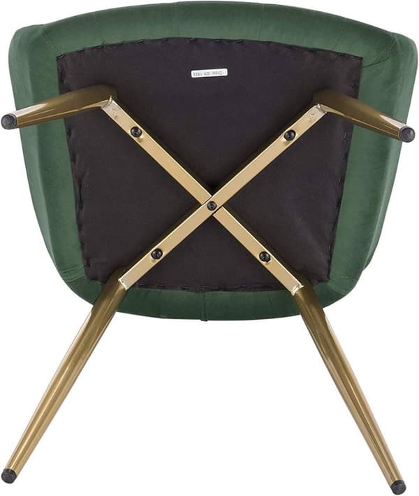 Rootz Velvet spisestuestole - Sæt med 2 - Gyldne ben - Komfortable, holdbare, nem montering - Mørkegrøn - 43 cm x 55 cm x 81 cm