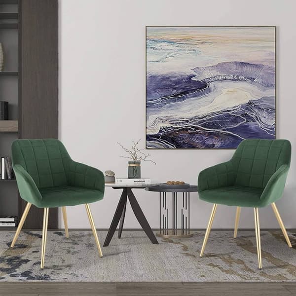 Rootz Velvet spisestuestole - Sæt med 2 - Gyldne ben - Komfortable, holdbare, nem montering - Mørkegrøn - 43 cm x 55 cm x 81 cm