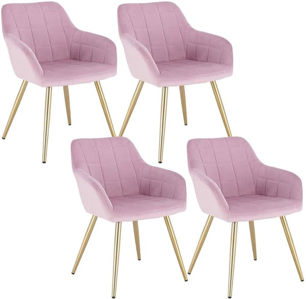Rootz 4 Velvet-ruokailutuolin setti - Pehmustetut tuolit - Kultaiset jalat - Mukavat ja ergonomiset - Kestävä ja tukeva - Monipuolinen muotoilu - 43 c