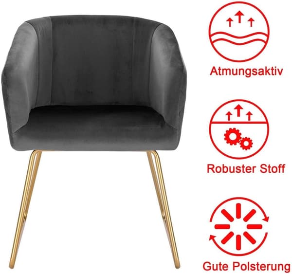 Rootz Velvet -ruokailutuoli - Tyylikäs tuoli - Mukavat istuimet - Ergonominen muotoilu, tyylikäs monipuolisuus, kestävä rakenne - 76,5 cm x 43 cm x 41