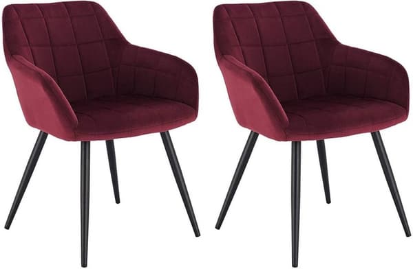 Rootz 2 ruokapöydän tuolin setti - Velvet nojatuolit - Metalliset jalkatuolit - Poikkeuksellinen mukavuus - Kestävä ja vakaa - Helppo koota - Bordeaux