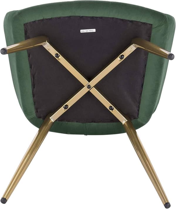 Rootz Set med 4 Sammetsmatsalsstolar - Eleganta stolar - Golden Metal Ben - Bekväma & Ergonomiska - Hållbar & Stabil - Enkel montering - Mörkgrön - 43