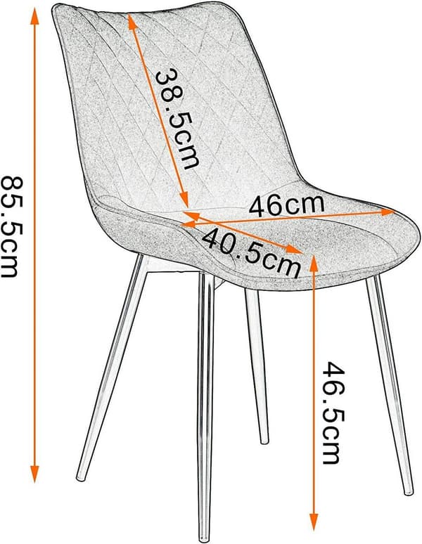Rootz Velvet spisestuestole Sæt med 4 - Elegante stole - Komfortable siddepladser - Holdbar og skridsikker - Ergonomisk design - 46 x 40,5 cm Sædestør