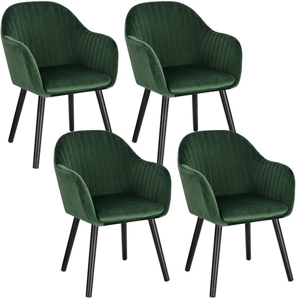 Rootz 4 ruokapöydän tuolin setti - Tyylikkäät istuimet - Mukavat tuolit - Samettiverhoilu - Ergonominen tuki - Kestävä rakenne - Helppo koota - 81 cm