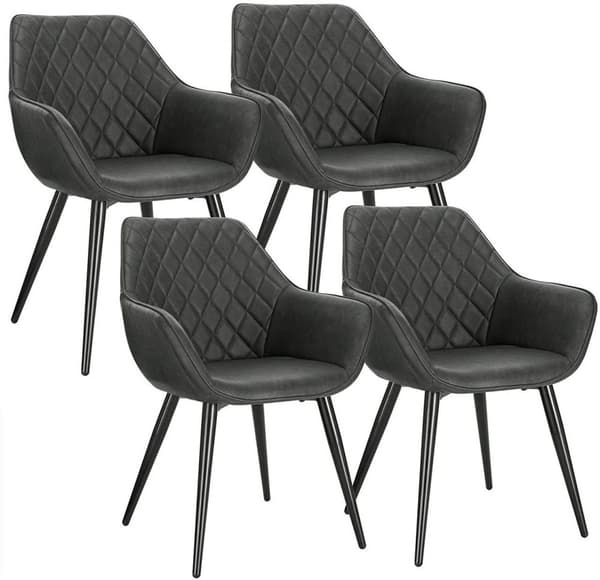 Rootz sæt med 4 polstrede spisestuestole - Lænestole - Imiteret læderstole - Komfortable og ergonomiske - Holdbar og robust - Alsidig og stilfuld - 41