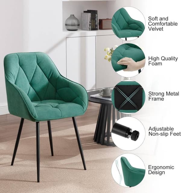 Rootz Velvet spisestuestol - Elegant stol - Komfortabel siddeplads - Luksuriøs fløjl - Holdbar metalramme - Ergonomisk design - 56cm x 83,5cm x 53cm