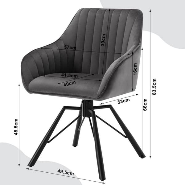 Rootz pyörivät ruokapöydän tuolit 6 kpl - Velvet nojatuolit - Kääntötuolit - 360 astetta kääntyvät, mukavat ja tukevat - 58 cm x 83,5 cm x 53,5 cm