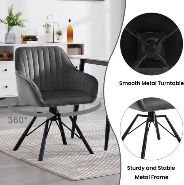 Rootz pyörivät ruokapöydän tuolit 6 kpl - Velvet nojatuolit - Kääntötuolit - 360 astetta kääntyvät, mukavat ja tukevat - 58 cm x 83,5 cm x 53,5 cm