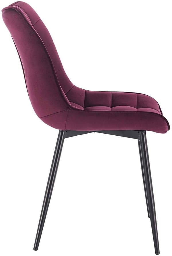 Rootz 2 ruokapöydän tuolin setti - Velvet-istuimet - Metallirunko - Ergonominen muotoilu, kestävä, mukava - Bordeaux - 46 cm x 40,5 cm x 85,5 cm