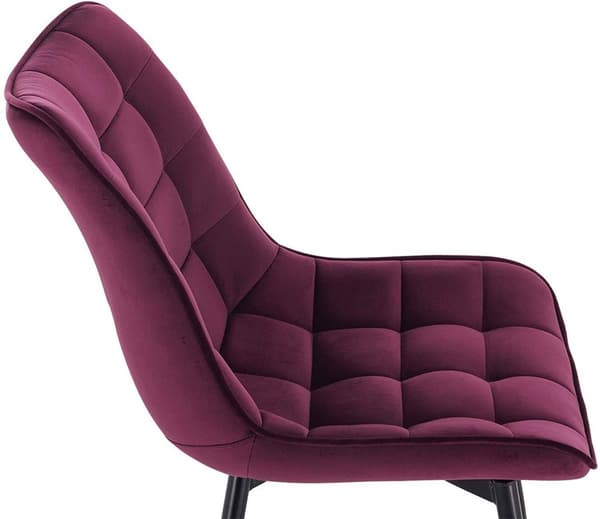 Rootz 2 ruokapöydän tuolin setti - Velvet-istuimet - Metallirunko - Ergonominen muotoilu, kestävä, mukava - Bordeaux - 46 cm x 40,5 cm x 85,5 cm
